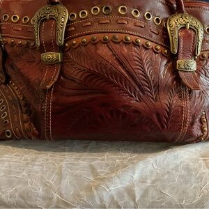 Elegant Brown Embossed Shoulder Bag
